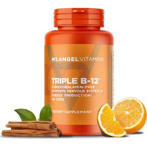 Mt. Angel Vitamins - Triple B-12 Dots, Supports Nervous System & Energy Production (90 Dots)