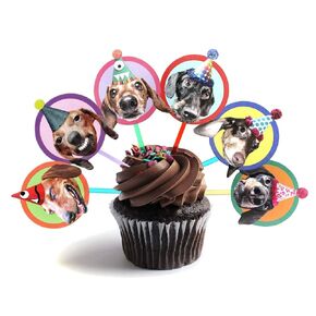 Dachshunds Cupcake Toppers, set of 6 different birthday dogs party decoration