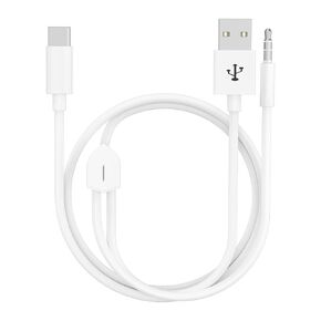 [MFi Certified] USB C to 3.5mm Charging Audio Cable for iPhone 15,2 in 1 USB C to 3.5mm Headphone Aux Cord for Car Audio Stereo Speaker Compatible with iPhone15/15Plus/15Pro/15Pro Max,iPad Pro-White
