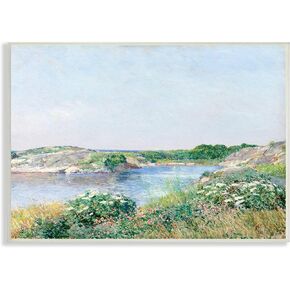 Stupell Industries Rocky Shore Flower Bushes Ocean Inlet Scene, Design by Lettered and Lined