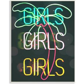Stupell Industries Girls Neon Style Palm Tree Tropical Design, Design by Daphne Polselli