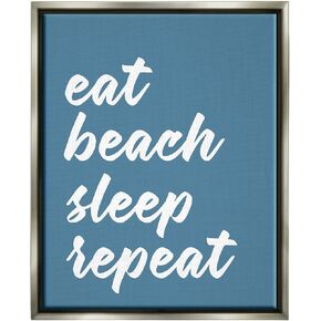 Stupell Industries Eat Beach Sleep Repeat Blue Script Phrase, Design by Lettered and Lined