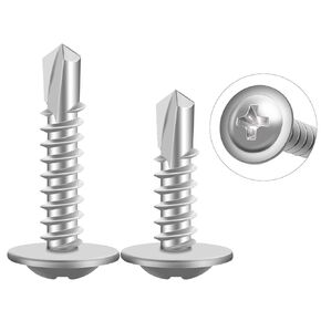 weideer 100pcs #8 Self Drilling Screws Self Tapping Tek Screws Assortment Kit Modified Truss Head Sheet Metal Screws 410 Stainless Steel (1/2"+3/4") K-056-YT100P