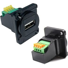 PENGLIN 2PCS USB2.0 Panel Mount Terminal Connector,USB 2.0 Type A Female to 4 Pin Solderless Adapter Connectors Converter