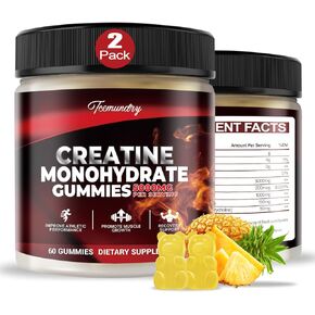 Creatine Monohydrate Gummies 5000mg for Men & Women, Creatine Monohydrate Gummies with L-Taurine, Betaine Anhydrous, Alpha GPC, Vitamin B12 for Muscle Support, Energy Boost, Pre-Workout (120 Count)