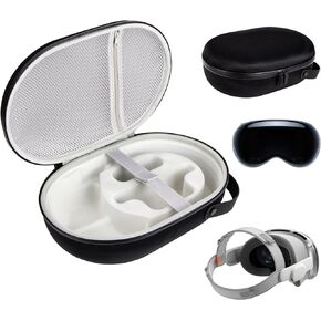 Hard Carrying Case for Apple Vision Pro, Carry Case Compatible with Apple Vision Pro,Travel Case for MR Headset and Accessories,Shockproof Portable Bag with Mesh Pocket,Black