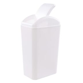 Plastic Garbage Can with Swing Lid, Black Swing Top Trash Can, 3.5 Gallon