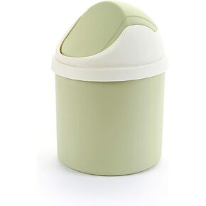 Desktop Mini Plastic Waste Garbage Can with Lid, Stylish Countertop Trash Bin Table Waste Paper Basket Round Small Trash Can for Office Bathroom Children Bedroom, Pink
