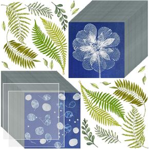 60 Pcs Sun Print Paper Kit Cyanotype Paper, 3.9X 3.9 inch Sun Art Paper with 2 Plastic Tools for Sun Printing, Light Sensitive Solar Photography Paper Kit for Arts Crafts DIY Project