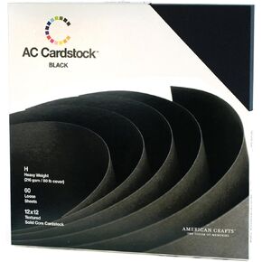 American Crafts Cardstock Pack - Black 12x12 Paper