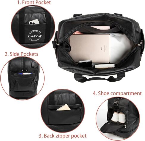 Women's Leisure Travel Bag Gym Bag Weekend Bag for Women Leather Shoulder Duffel Bag with Wet Bag and Shoe Compartment 18.5 x 14.17 x 8.66 in in Saudi Arabia