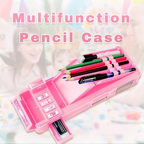 Pop Up Multifunction Pencil Case, Cute Cartoon Pen Box Organizer Stationery with Password Lock, Sharpener, Schedule, Whiteboard, School Supplies, Best Birthday Gifts for Kids Teens in Kuwait