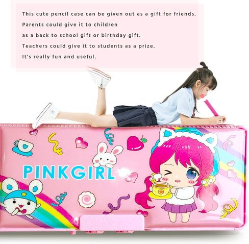 Pop Up Multifunction Pencil Case, Cute Cartoon Pen Box Organizer Stationery with Password Lock, Sharpener, Schedule, Whiteboard, School Supplies, Best Birthday Gifts for Kids Teens in Kuwait