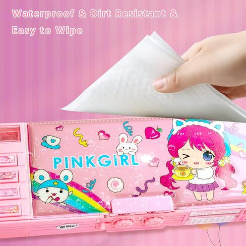 Pop Up Multifunction Pencil Case, Cute Cartoon Pen Box Organizer Stationery with Password Lock, Sharpener, Schedule, Whiteboard, School Supplies, Best Birthday Gifts for Kids Teens in Kuwait