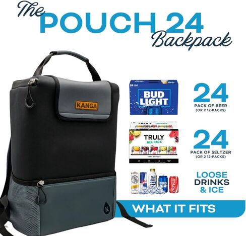 Kanga Insulated Cooler Back Pack - Portable Cooler Bag - 24 Can Beer and Seltzer Drink Cooler - Insulated Leak Proof and Durability Tested - Kanga Pouch Cooler in Saudi Arabia