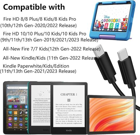 شاحن سريع 15 وات مع كابل USB C بطول 6 أقدام مناسب لجهاز Amazon Fire HD 8 10 Plus، والأطفال، والأطفال Pro، وFire Max 11 Tablet (إصدار 2020-2023)، وKindle Paperwhite الجيل الحادي عشر، وKindle Scribe، وKindle الجيل الحادي عشر in Kuwait