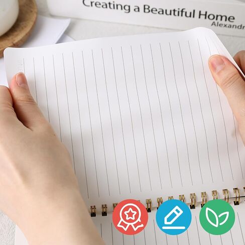 Koogel Spiral Notebook A5, Waterproof Notepad Ruled Notebook 60 Sheets Stone Paper All Weather Notebook for School Office Camping Outdoor Activities, Black in Saudi Arabia