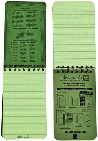 Rite in the Rain Weatherproof Top-Spiral Notebook, 3" x 5", Green Cover, Universal Pattern (No. 935) in Saudi Arabia