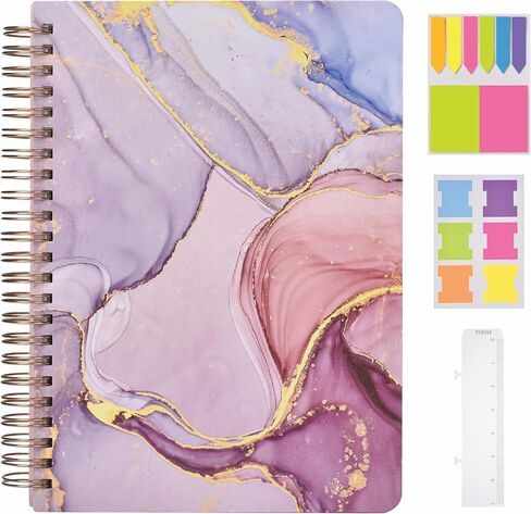 Cute Mini Spiral Notebook, 8.25" x 6.25" Journal with Durable Hardcover and 160 College Lined Pages - 100 gsm Thick A5 Paper (Pink Marble) in Saudi Arabia