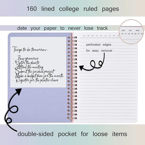 Cute Mini Spiral Notebook, 8.25" x 6.25" Journal with Durable Hardcover and 160 College Lined Pages - 100 gsm Thick A5 Paper (Pink Marble) in Saudi Arabia