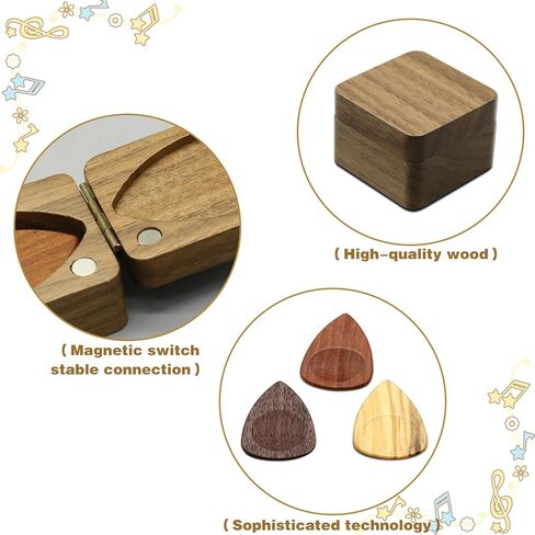 Wood Guitar Picks with Guitar Pick Box, Personalized Guitar Picks Holder, Guitar Pick Case Storage for Boyfriend Coworker Son Husband, Guitar and Bass Accessories(1Guitar Pick Holder & 3 Guitar Picks) in Saudi Arabia