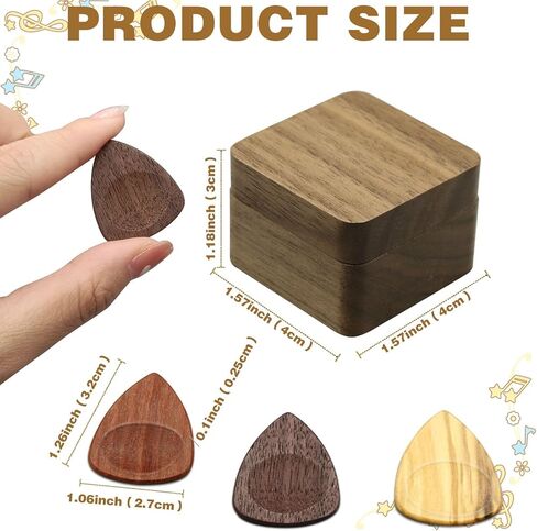 Wood Guitar Picks with Guitar Pick Box, Personalized Guitar Picks Holder, Guitar Pick Case Storage for Boyfriend Coworker Son Husband, Guitar and Bass Accessories(1Guitar Pick Holder & 3 Guitar Picks) in Saudi Arabia