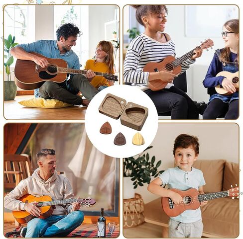Wood Guitar Picks with Guitar Pick Box, Personalized Guitar Picks Holder, Guitar Pick Case Storage for Boyfriend Coworker Son Husband, Guitar and Bass Accessories(1Guitar Pick Holder & 3 Guitar Picks) in Saudi Arabia
