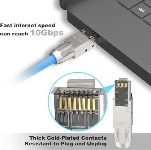 RJ45 Cat7 موصل أداة خالية من الأدوات RJ45 إنهاء التوصيل قابلة لإعادة الاستخدام محمية لكابلات إيثرنت 10 جيجابت في الثانية POE 4 Pack in Kuwait