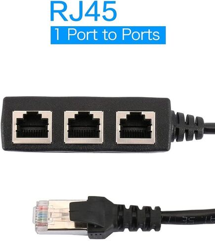 مقرنة AHYBZN RJ45، مقرنة إيثرنت، مقرنة في الخط لـ Super Cat5، Cat5e، Cat6، Cat7 LAN محول موصل مقبس إيثرنت، 1 ذكر إلى 3 × أنثى، أسود in Kuwait