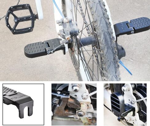 دواسات القدم الخلفية للدراجة: دواسات مسند القدمين للمقعد الخلفي قابلة للطي للدراجة. أوتاد أقدام قابلة للطي بفتحة U غير قابلة للانزلاق للدراجات الجبلية الكهربائية in Kuwait