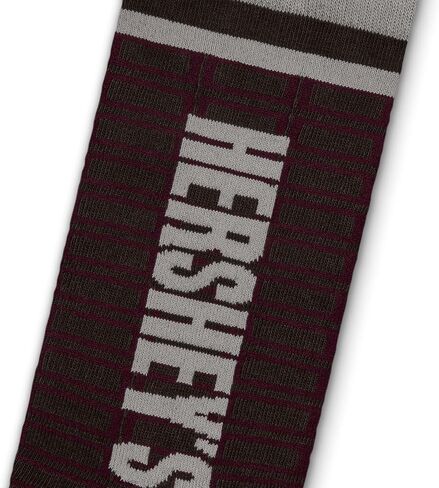 Tee Luv Men's Hershey's Crew Socks - Hersheys Chocolate Candy Logo Grid Socks (Brown/Red/Gray) in Saudi Arabia