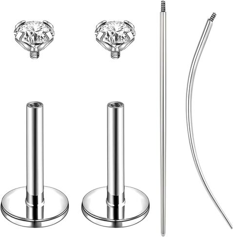 16g/18g Internal Thread CZ Stud Piercing Jewelry Surgical Steel Tragus Monroe Lip Helix Cartilage Earrings Studs for Women Men in Kuwait
