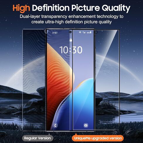 عبوة من قطعتين من UniqueMe لهاتف Samsung Galaxy S24 Ultra واقي شاشة للخصوصية، [صلابة الماس] زجاج مقسى [إزالة الغبار تلقائيًا] سهل التركيب، خالٍ من الفقاعات، غطاء شاشة يفتح ببصمة الإصبع in Kuwait