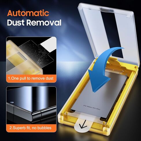 عبوة من قطعتين من UniqueMe لهاتف Samsung Galaxy S24 Ultra واقي شاشة للخصوصية، [صلابة الماس] زجاج مقسى [إزالة الغبار تلقائيًا] سهل التركيب، خالٍ من الفقاعات، غطاء شاشة يفتح ببصمة الإصبع in Kuwait