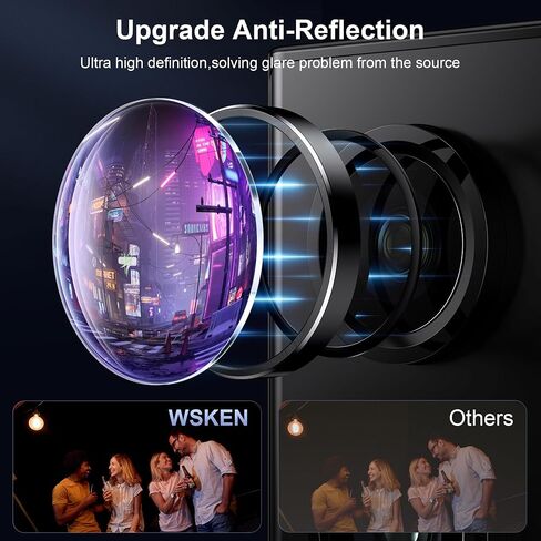 WSKEN for Samsung Galaxy S25 Edge Camera Lens Protector - Edge Thin Case Friendly, 9H Shatterproof Tempered Glass with Aluminum Metal Circle Camera Screen Protector Cover Accessories, Colorful in Saudi Arabia
