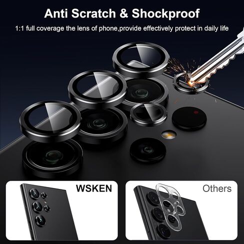 WSKEN for Samsung Galaxy S25 Edge Camera Lens Protector - Edge Thin Case Friendly, 9H Shatterproof Tempered Glass with Aluminum Metal Circle Camera Screen Protector Cover Accessories, Colorful in Saudi Arabia