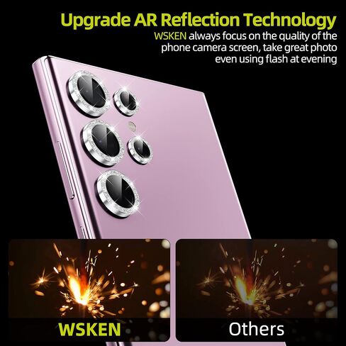 WSKEN for Samsung Galaxy S25 Edge Camera Lens Protector - Edge Thin Case Friendly, 9H Shatterproof Tempered Glass with Aluminum Metal Circle Camera Screen Protector Cover Accessories, Colorful in Saudi Arabia
