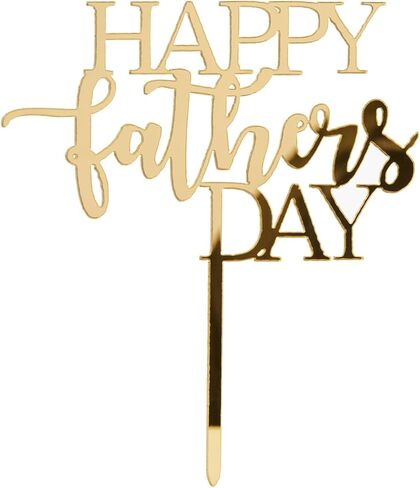 Happy Father's Day Cake Topper Cake topper Acrylic Mirror Cake topper Decorative Party Cake Decoration for Father's Day (12 pcs gold) in Saudi Arabia