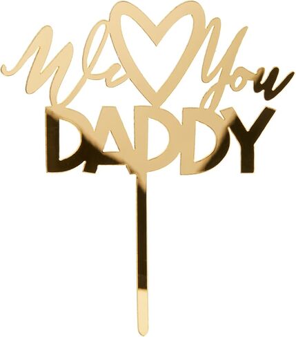 Happy Father's Day Cake Topper Cake topper Acrylic Mirror Cake topper Decorative Party Cake Decoration for Father's Day (12 pcs gold) in Saudi Arabia