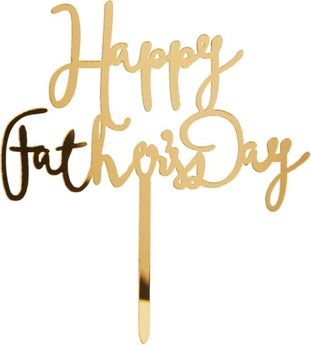 Happy Father's Day Cake Topper Cake topper Acrylic Mirror Cake topper Decorative Party Cake Decoration for Father's Day (12 pcs gold) in Saudi Arabia