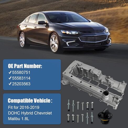 25203563 غطاء صمام عمود الحدبات مع حشية ومسامير مناسب لسيارة شيفروليه ماليبو 1.8L 2016-2019 يستبدل #55580751 55583114 in Kuwait