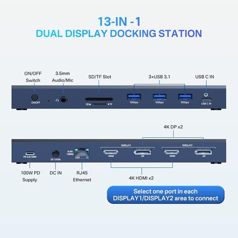 ACASIS Thunderbolt 4 Mini Dock, Single 8K or Dual 4K 60Hz Display, 120W DC Charging, Works with Thunderbolt 4, Thunderbolt 3, USB4, and Other USB-C Host Computers and Mobile Devices in Saudi Arabia