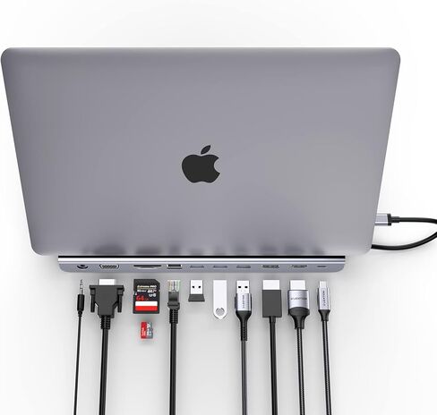 LENTION USB C Docking Station with 100W PD, 4K HDMI/DisplayPort, VGA, Ethernet, Card Reader, USB 3.0/2.0&Aux Adapter for 2016-2023 MacBook Pro, New Mac Air/Surface/Steam Deck, More(CB-C95, Space Gray) in Saudi Arabia