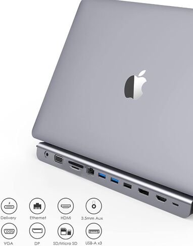 LENTION USB C Docking Station with 100W PD, 4K HDMI/DisplayPort, VGA, Ethernet, Card Reader, USB 3.0/2.0&Aux Adapter for 2016-2023 MacBook Pro, New Mac Air/Surface/Steam Deck, More(CB-C95, Space Gray) in Saudi Arabia
