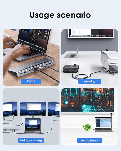 LENTION USB C Docking Station with 100W PD, 4K HDMI/DisplayPort, VGA, Ethernet, Card Reader, USB 3.0/2.0&Aux Adapter for 2016-2023 MacBook Pro, New Mac Air/Surface/Steam Deck, More(CB-C95, Space Gray) in Saudi Arabia