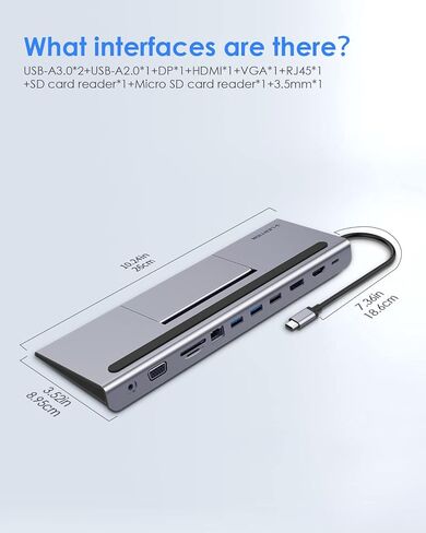 LENTION USB C Docking Station with 100W PD, 4K HDMI/DisplayPort, VGA, Ethernet, Card Reader, USB 3.0/2.0&Aux Adapter for 2016-2023 MacBook Pro, New Mac Air/Surface/Steam Deck, More(CB-C95, Space Gray) in Saudi Arabia
