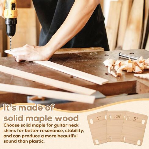 3pcs Guitar Neck Shims, Solid Maple Wood Guitar Neck Shim Protection 0.25, 0.5 and 1 Degree Portable Guitar Neck Plate Tool for Bass Guitar Repair in Saudi Arabia