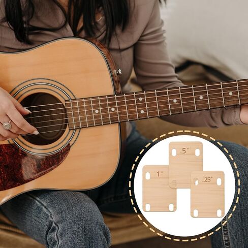 3pcs Guitar Neck Shims, Solid Maple Wood Guitar Neck Shim Protection 0.25, 0.5 and 1 Degree Portable Guitar Neck Plate Tool for Bass Guitar Repair in Saudi Arabia