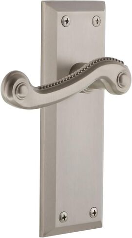 Grandeur Hardware Fifth Avenue Tall Plate Double Dummy with Newport Lever in Satin Nickel in Saudi Arabia