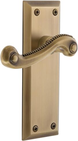 Grandeur Hardware Fifth Avenue Tall Plate Double Dummy with Newport Lever in Vintage Brass in Kuwait